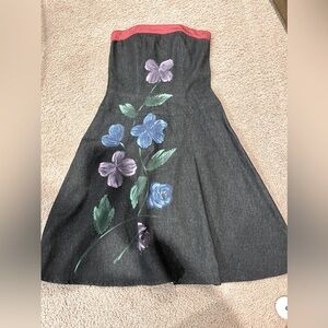 Women's Junior FIVE & CO dark grey tube denim dress